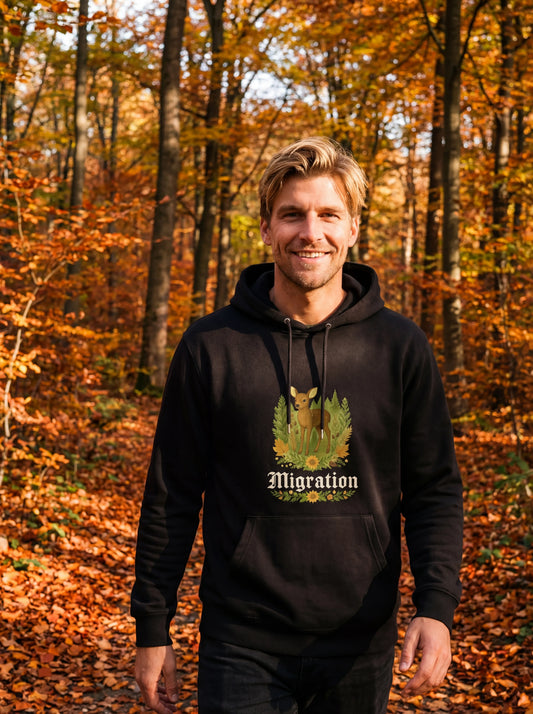 Rehmigration Hoodie schwarz Druck vorne