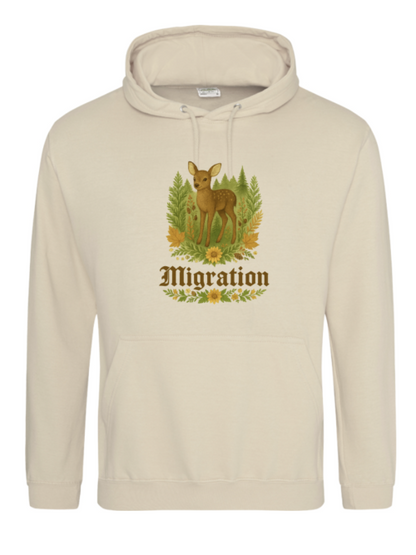 Rehmigration Hoodie beige Druck vorne