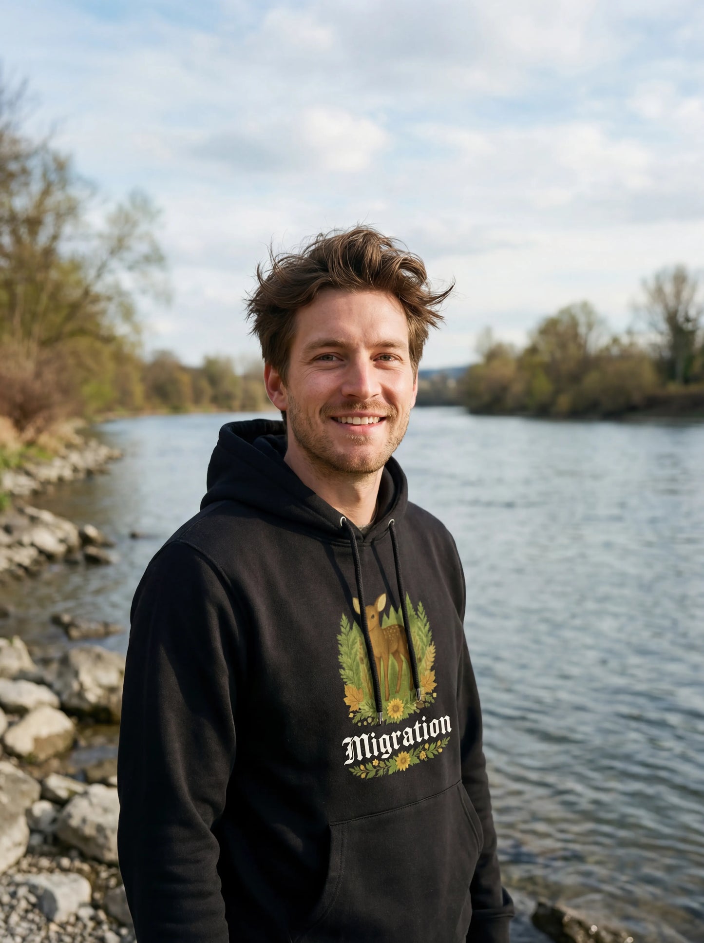 Rehmigration Hoodie schwarz Druck vorne